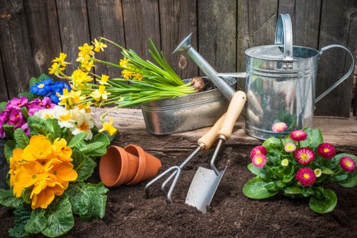 Gardening team and trailer for green waste removal